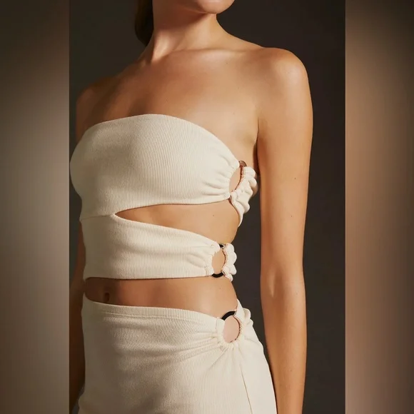 Anthropologie Bordeaux Strapless Cutout Dress - Picture 2 of 4